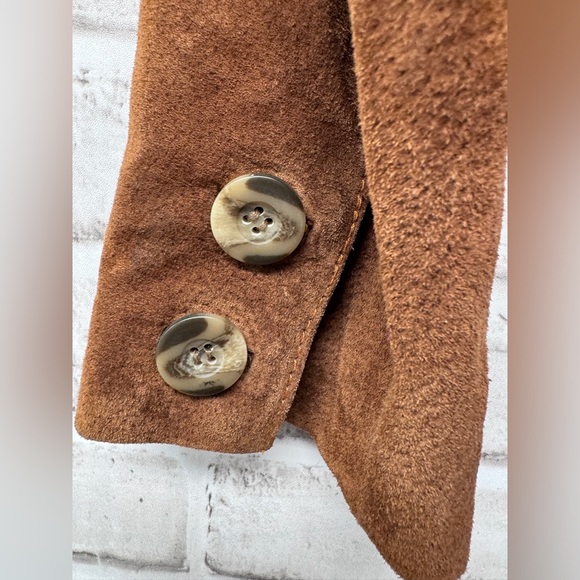 Vintage Wilsons Brown Leather 100% Suede Belted Jacket Size L Retro Style - Picture 7 of 8